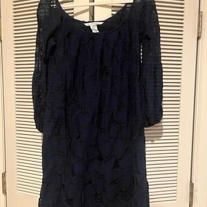 Diane Von Furstenberg Navy Long Sleeve Dress